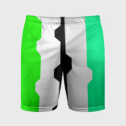 Шорты спортивные мужские Техно линии зелёный, цвет: 3D-принт