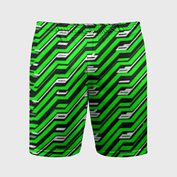 Мужские спортивные шорты Чёрно-зелёный линейный узор киберпанк