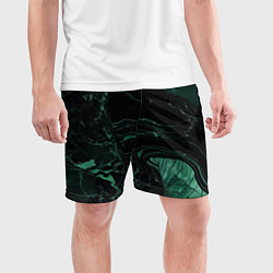 Шорты спортивные мужские Черно-зеленый мрамор, цвет: 3D-принт — фото 2