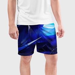 Шорты спортивные мужские Black and blue abstract background sport style, цвет: 3D-принт — фото 2