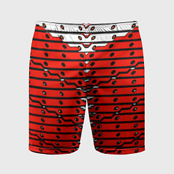 Шорты спортивные мужские Красно-белая техно броня, цвет: 3D-принт
