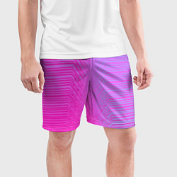 Шорты спортивные мужские Розовые градиентные линии, цвет: 3D-принт — фото 2