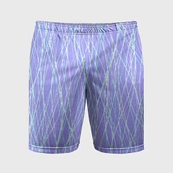 Шорты спортивные мужские Светлый сиреневый с неоновыми линиями, цвет: 3D-принт