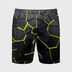 Шорты спортивные мужские Желтые плиты киберпанк, цвет: 3D-принт