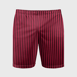 Шорты спортивные мужские Красно-розовый полосатый, цвет: 3D-принт