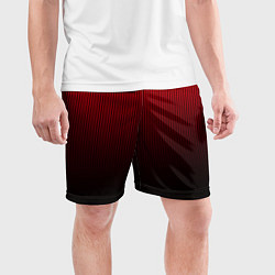Шорты спортивные мужские Красно-чёрный градиент в полоску, цвет: 3D-принт — фото 2