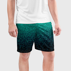 Шорты спортивные мужские Градиент мелкая мозаика аквамарин, цвет: 3D-принт — фото 2