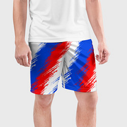 Шорты спортивные мужские Триколор штрихи красок, цвет: 3D-принт — фото 2