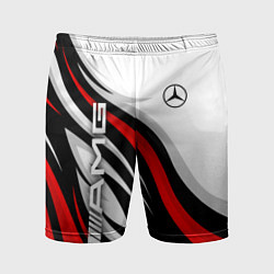 Мужские спортивные шорты Mercedes benz AMG - белый с красным