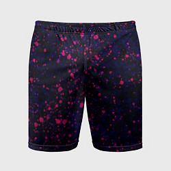 Шорты спортивные мужские Абстракция чёрно-синий с розовыми кляксами, цвет: 3D-принт