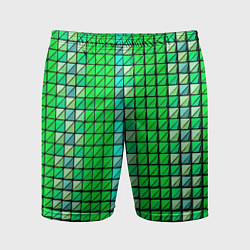 Мужские спортивные шорты Зелёные плитки и чёрная обводка