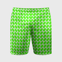 Шорты спортивные мужские Зелёные лепестки шестиугольники, цвет: 3D-принт
