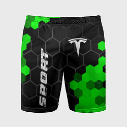 Шорты спортивные мужские Tesla green sport hexagon, цвет: 3D-принт