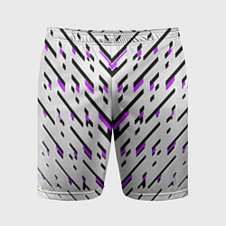 Шорты спортивные мужские Black and purple stripes on a white background, цвет: 3D-принт