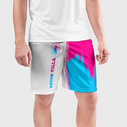 Шорты спортивные мужские Aston Villa neon gradient style по-вертикали, цвет: 3D-принт — фото 2