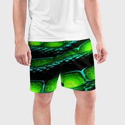 Шорты спортивные мужские Зеленая змеиная абстрактная текстура, цвет: 3D-принт — фото 2