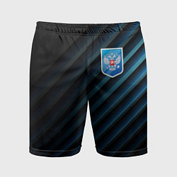 Мужские спортивные шорты Синяя абстракция и герб России