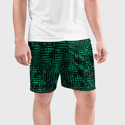Шорты спортивные мужские Чёрно-зелёный абстрактный, цвет: 3D-принт — фото 2