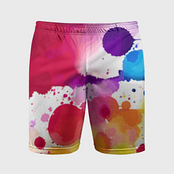 Шорты спортивные мужские Яркие абстрактные акварельные кляксы - нейросеть, цвет: 3D-принт