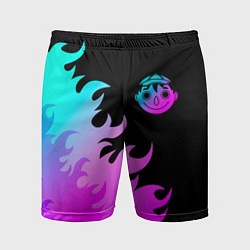 Шорты спортивные мужские Tomodachi Game неоновый огонь, цвет: 3D-принт