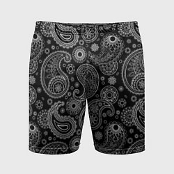 Шорты спортивные мужские Пейсли на черном, цвет: 3D-принт