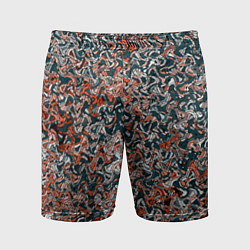 Шорты спортивные мужские Тёмный сине-оранжевый абстрактная текстура, цвет: 3D-принт