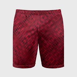 Шорты спортивные мужские Тёмно-красный однотонный текстурированный, цвет: 3D-принт