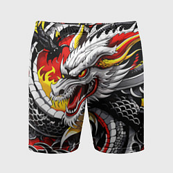 Шорты спортивные мужские Огнедышащий дракон в японском стиле, цвет: 3D-принт