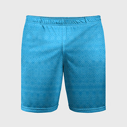 Шорты спортивные мужские Однотонный голубой полосатый узор, цвет: 3D-принт