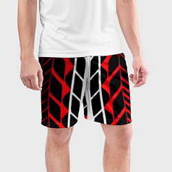 Шорты спортивные мужские White and red lines on a black background, цвет: 3D-принт — фото 2