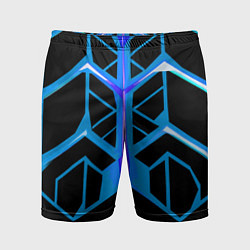 Шорты спортивные мужские Blue lines on a black background, цвет: 3D-принт