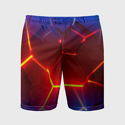 Шорты спортивные мужские Светящиеся лавой неоновые плиты в разломе, цвет: 3D-принт