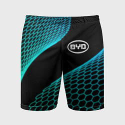 Шорты спортивные мужские BYD electro hexagon, цвет: 3D-принт