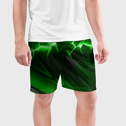 Шорты спортивные мужские Яркая зеленая объемная абстракция, цвет: 3D-принт — фото 2