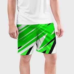 Шорты спортивные мужские Geometry stripes green, цвет: 3D-принт — фото 2