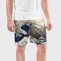 Шорты спортивные мужские Большой котик в Канагаве, цвет: 3D-принт — фото 2