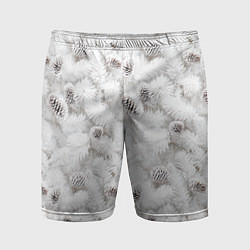 Шорты спортивные мужские Ёлка с шишками в рождественский мороз, цвет: 3D-принт