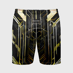 Шорты спортивные мужские Gold lines on a black background, цвет: 3D-принт