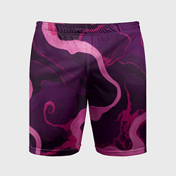 Шорты спортивные мужские Узоры фиолетового и розового цвета, цвет: 3D-принт