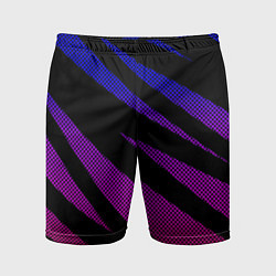 Шорты спортивные мужские Сине-розовый абстракция с полосами, цвет: 3D-принт