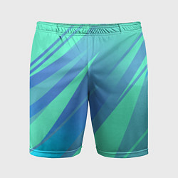 Шорты спортивные мужские Нежный голубой с полосами градиент, цвет: 3D-принт