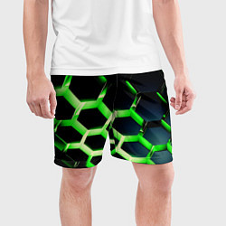 Шорты спортивные мужские Neon Honeycombs, цвет: 3D-принт — фото 2