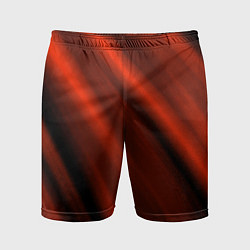 Шорты спортивные мужские Красно-оранжевый полосы текстурные с затемнением, цвет: 3D-принт