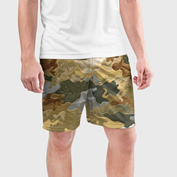 Шорты спортивные мужские Золотистый камуфляж, цвет: 3D-принт — фото 2