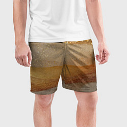 Шорты спортивные мужские Бежевые блестяшки текстура, цвет: 3D-принт — фото 2