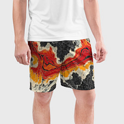 Шорты спортивные мужские Красно-черная потертая текстура, цвет: 3D-принт — фото 2