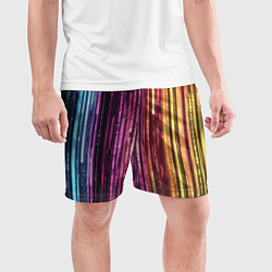 Шорты спортивные мужские Неоновый и переливающийся киберпанк узор, цвет: 3D-принт — фото 2