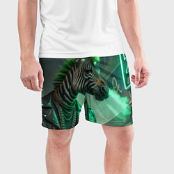 Шорты спортивные мужские Cyperpunk zebra, цвет: 3D-принт — фото 2