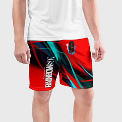 Шорты спортивные мужские Rainbow six геометрия полосы, цвет: 3D-принт — фото 2
