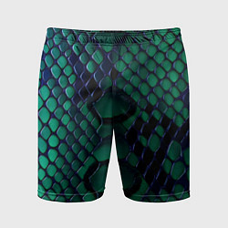 Шорты спортивные мужские Бирюзовая змеиная кожа, цвет: 3D-принт